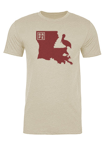 Louisiana State Bird Tee/Red on Antique White - Men's