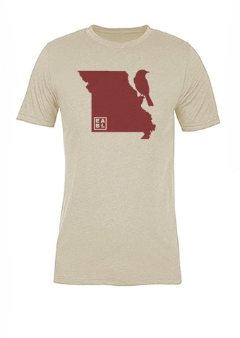 Missouri State Bird Tee/Red on Antique White - Women's