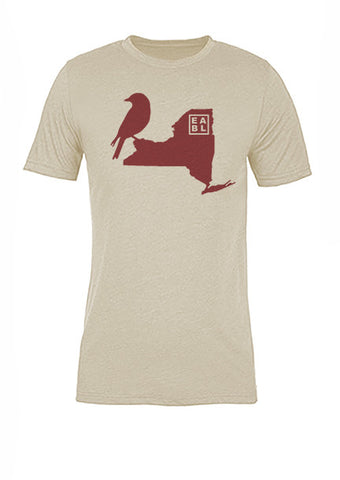 New York State Bird Tee/Red on Antique White - Women's