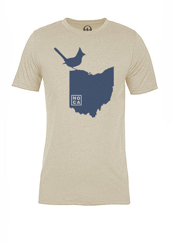 Ohio State Bird Tee/Navy on Antique White - Women's